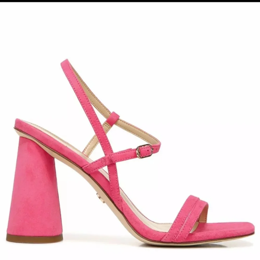 Sam Edelman Kit Slingback Dahlia Pink Suede Block Heel Sandal - Picture 5 of 6
